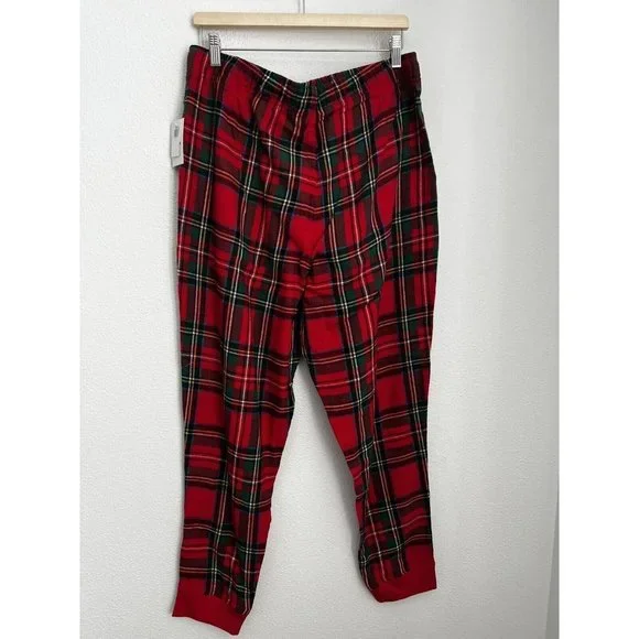 NWT Old Navy Rex Tartan Plaid Flannel Jogger Pajama Pants Sleep Men L  Christmas